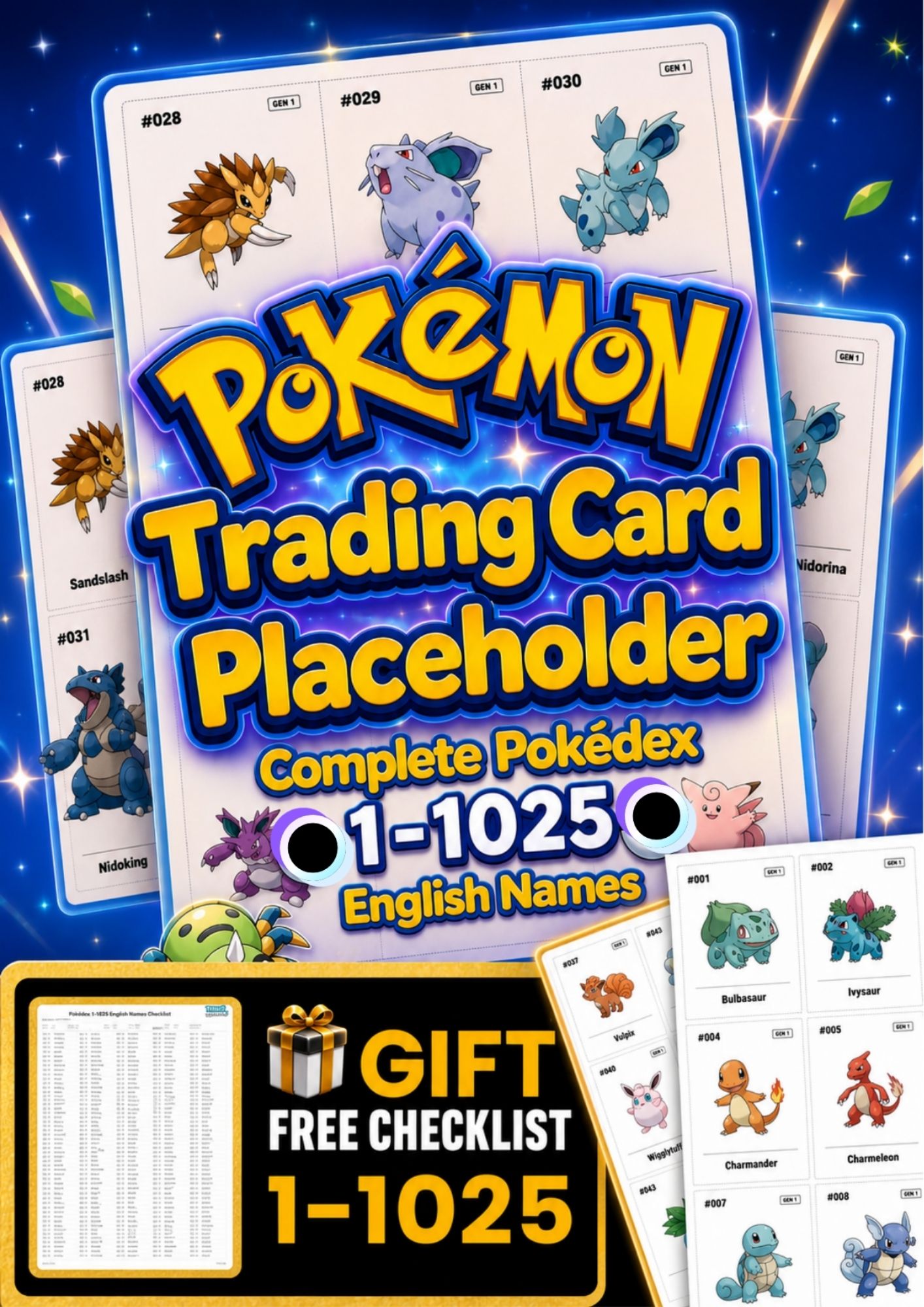Pokémon TCG Placeholder 1-1025 english names